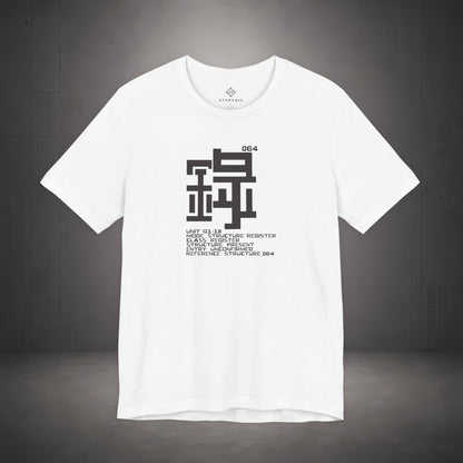 STEPYXIS Q1-18 STRUCTURE REGISTER tee — front graphic, Chinese character 錄 and anchor 064 print