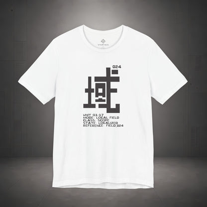 STEPYXIS Q1-17 LOCAL FIELD tee — front graphic, Chinese character 域 and anchor 024 print