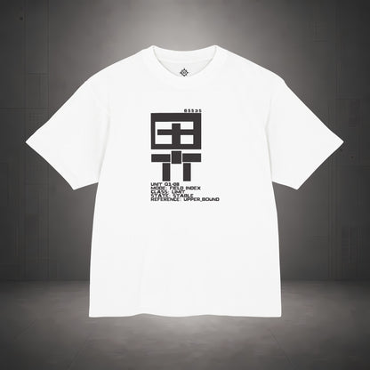 STEPYXIS Q1-08 FIELD INDEX tee — front graphic, Chinese character 界 and anchor 65535 print